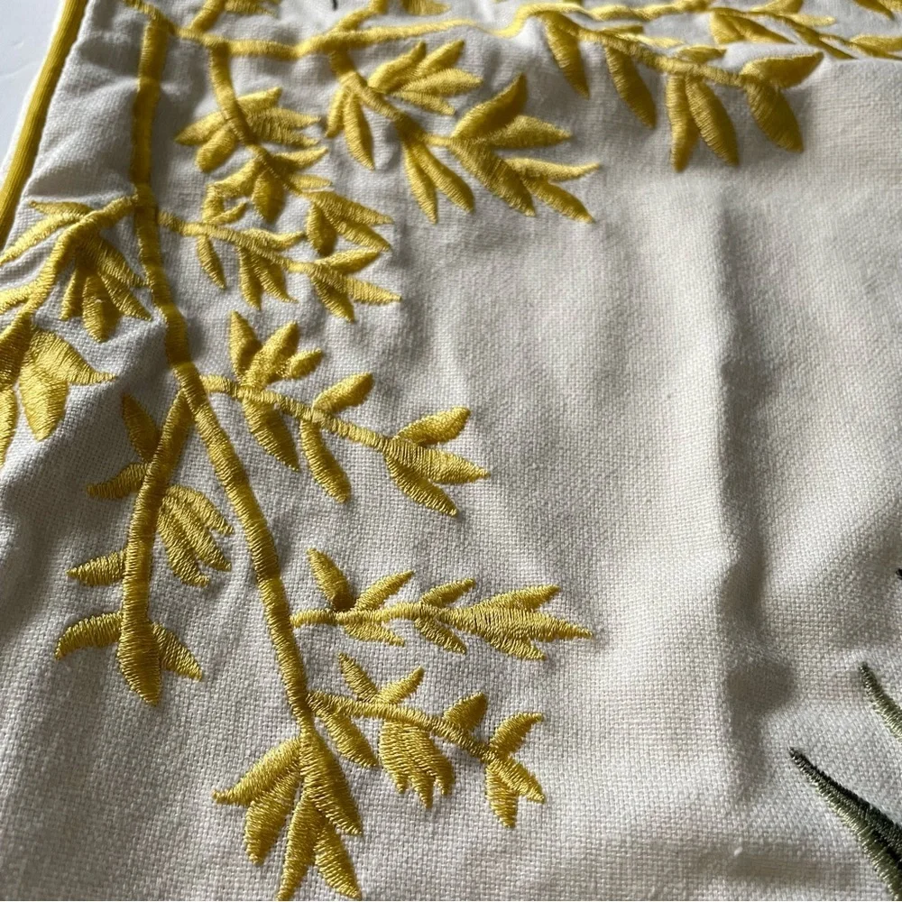Cream Floral embroidered pillow case rectangle mini